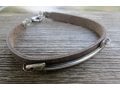 Gal Cohen Leather Mens Bracelet with Silver Plate Arrow