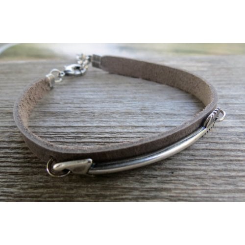 Gal Cohen Leather Mens Bracelet with Silver Plate Arrow