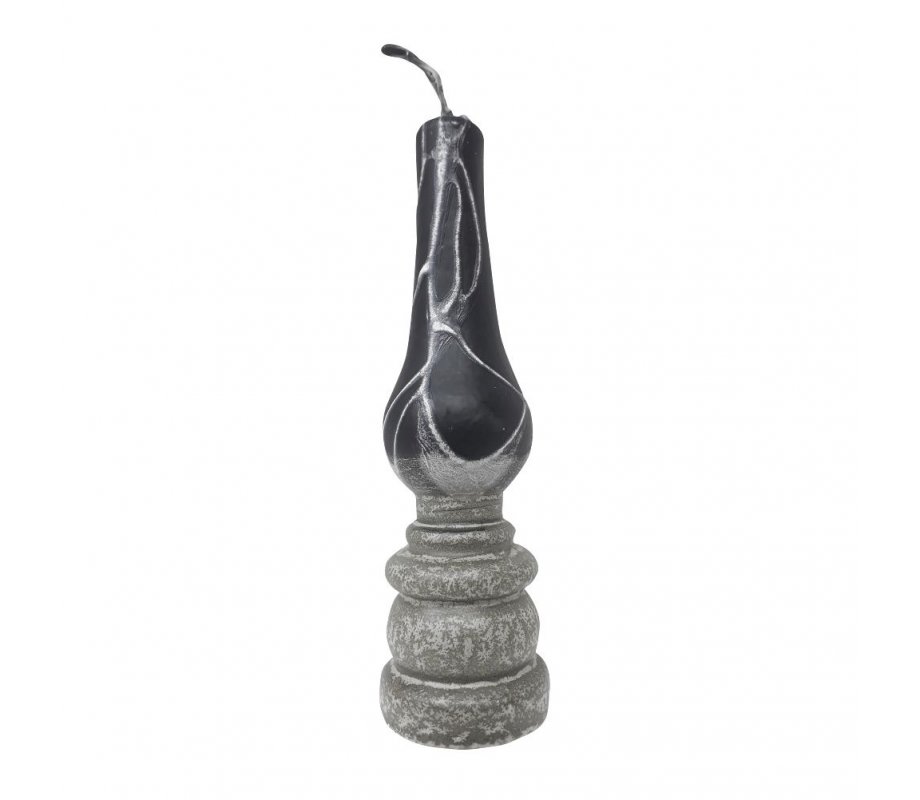 Galilee Style Handmade Lamp Havdalah Candle - Gray and Black