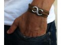 Galis Men's Triple Wrap Brown Bracelet - Infinity Element