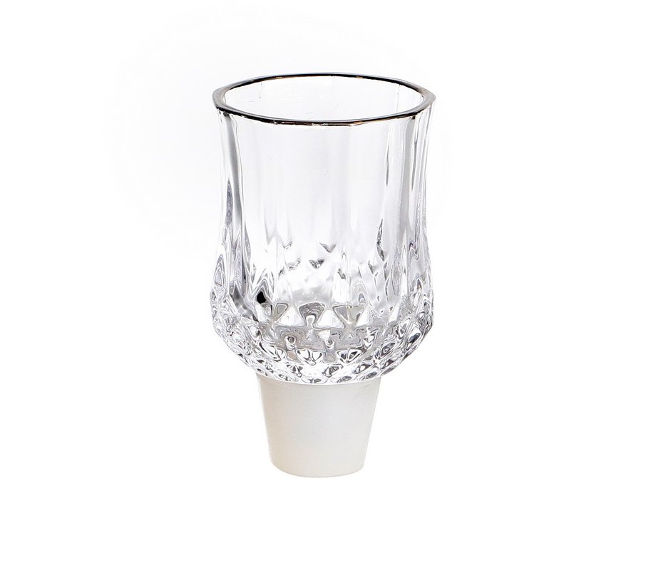 Glass Inserts for Shabbat Candlesticks with Silver Rim and Rubber Base - Pair