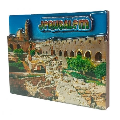 Gleaming Colorful 3-D Magnet, Wood and Epoxy - Citadel of David Excavation Site