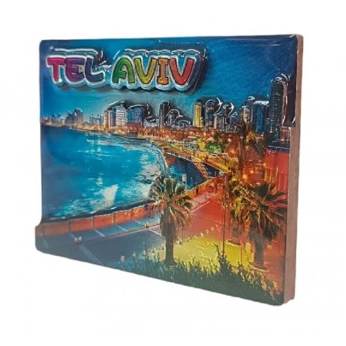 Gleaming Colorful 3-D Magnet, Wood and Epoxy - Tel Aviv