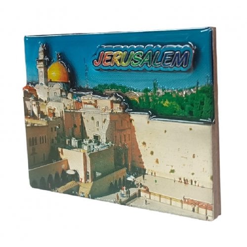 Gleaming Colorful 3D Magnet, Wood and Epoxy - Western Wall, Dome and Citadel