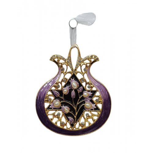 Gleaming Pomegranate Wall Hanging with Crystals, Star of David - Choice of Colors