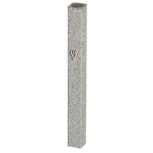 Glittering Silver Aluminum Mezuzah Case with Silver Shin - Choice of Lengths
