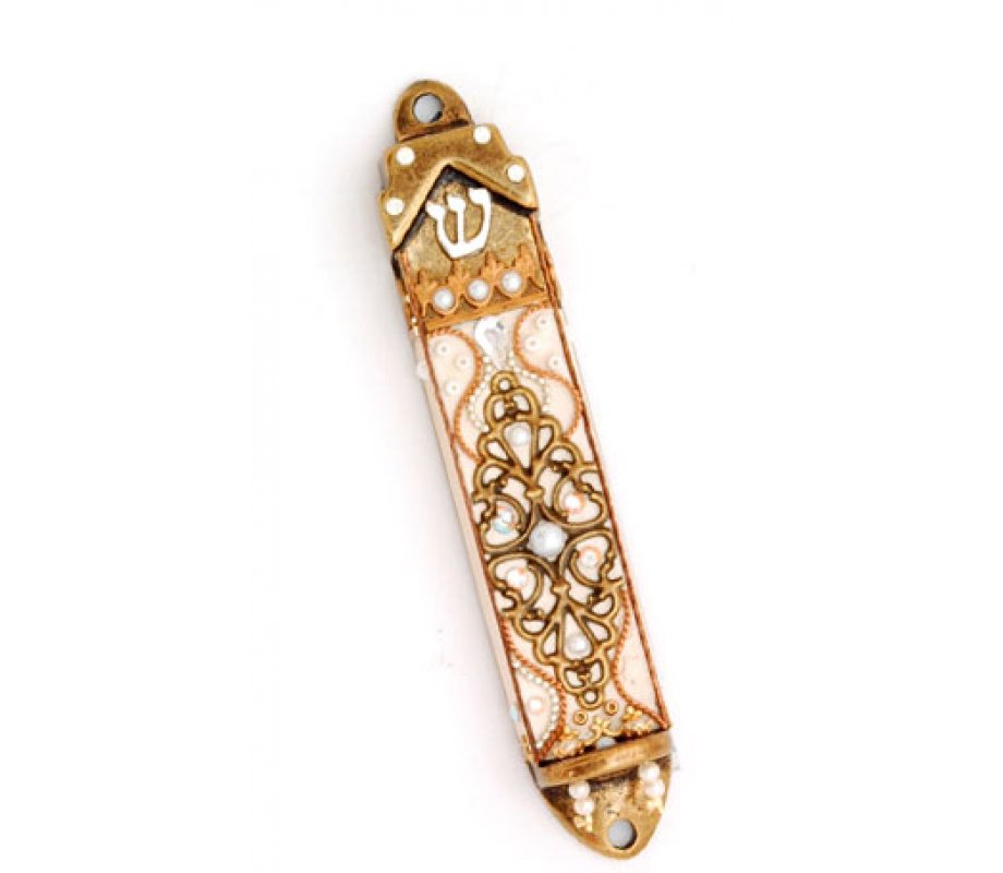 Gold Art Nouveau Style Mezuzah Case - Ester Shahaf