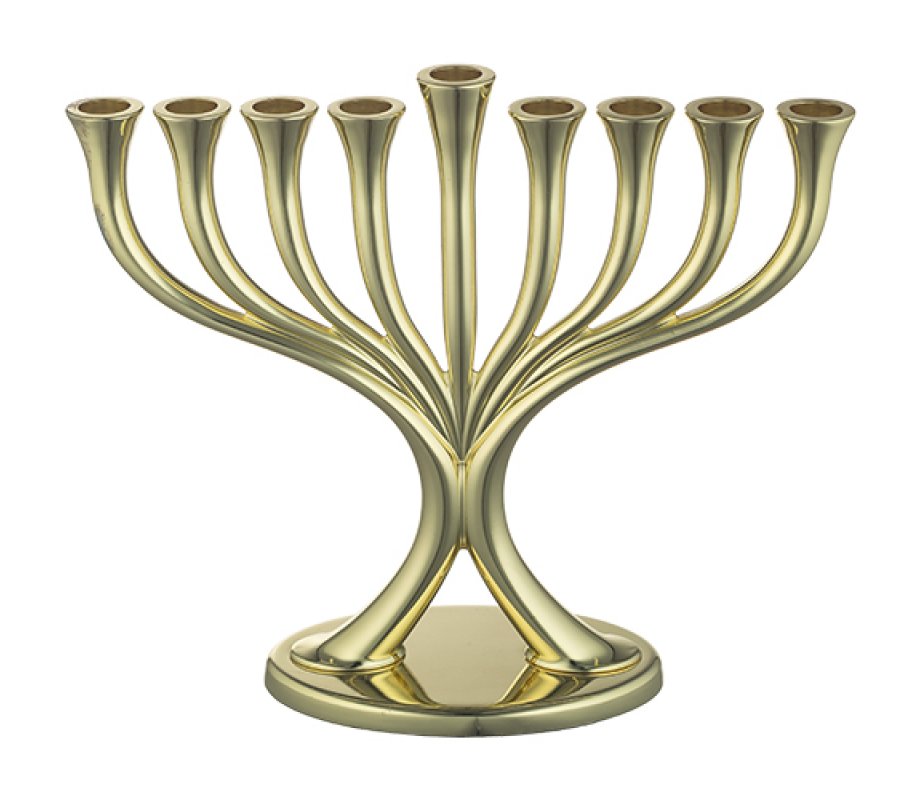 Gold Color Chanukah Menorah Classic Design - For Candles