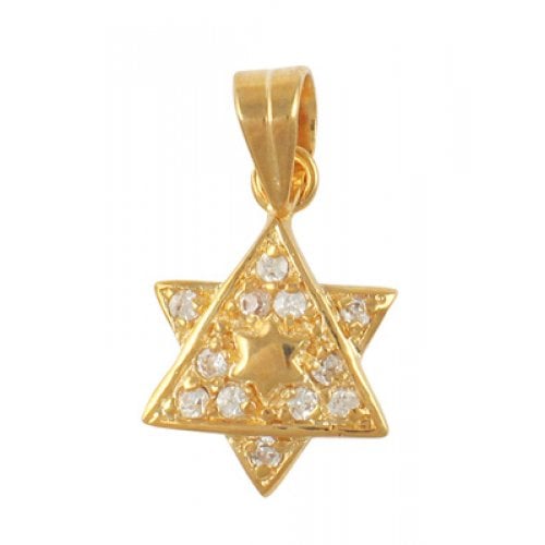 Gold Filled Cubic Zirconium 2-Star of David Pendant
