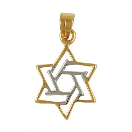 Gold Filled Two Color Star of David Pendant