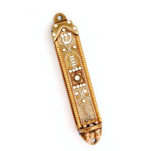 Gold Flower Mezuzah Case - Ester Shahaf