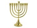 Gold Metal Chanukah Menorah Classic Design, for Candles - 10 Inches