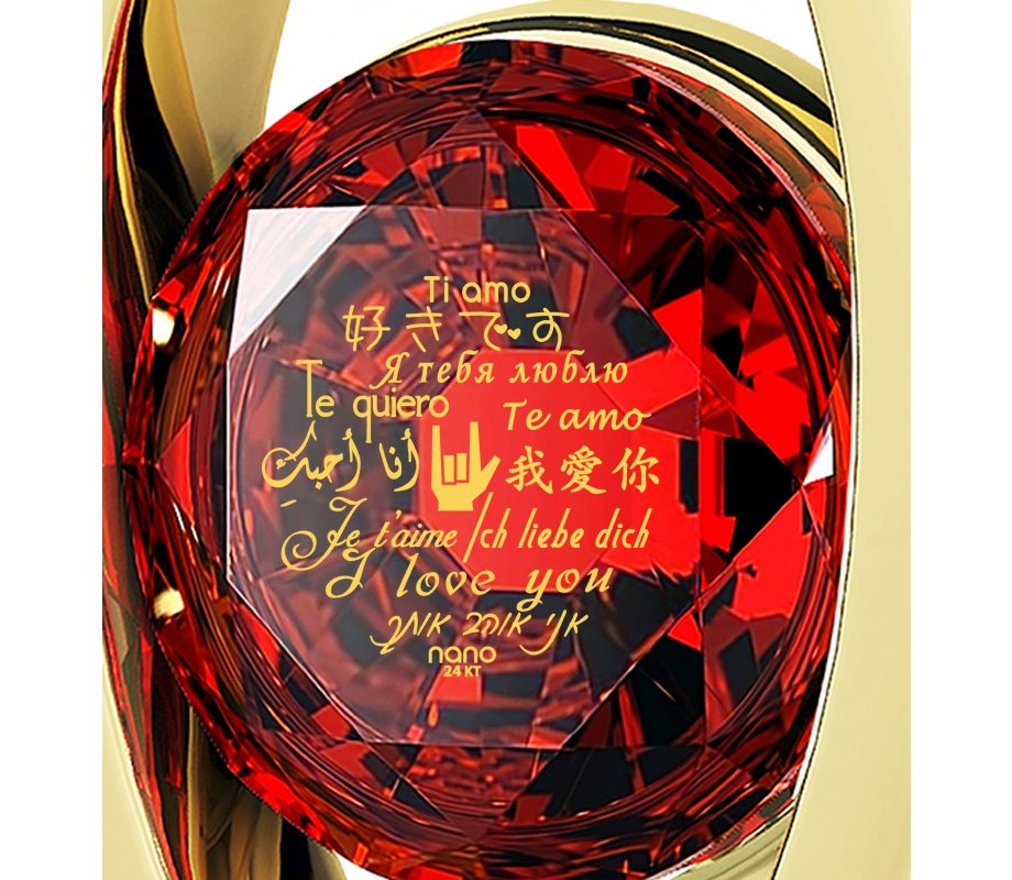 Gold Plate Swarovski I Love You Eye Necklace by Nano