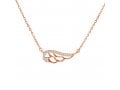 Gold Plated Sterling Silver Feather Necklace, Zircons - Yellow or Rose Gold Plate