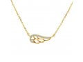 Gold Plated Sterling Silver Feather Necklace, Zircons - Yellow or Rose Gold Plate