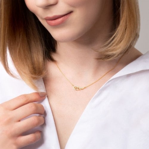 Gold Plated Sterling Silver Feather Necklace, Zircons - Yellow or Rose Gold Plate