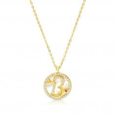 Gold Plated Sterling Silver Letter Pendant Circle Necklace  Micro Pave Zircons