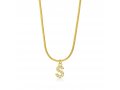 Gold Plated Sterling Silver Snake Chain Necklace with Zircon Letter Pendant