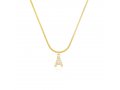 Gold Plated Sterling Silver Snake Chain Necklace with Zircon Letter Pendant