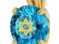 Gold Plated Swarovski Shema Star of David Pendant by Nano - Blue