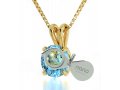 Gold Plated Swarovski Shema Star of David Pendant by Nano - Blue