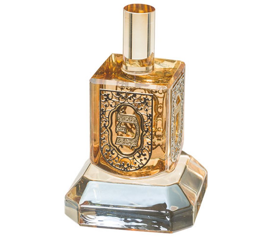 Gold and Metal Crystal Dreidel on Glass Base Nes Gadol Hayah Poh