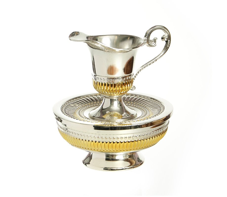 Gold and Silver-Plated Mayim Achronim 3 Piece - Jug, Bowl and Lid