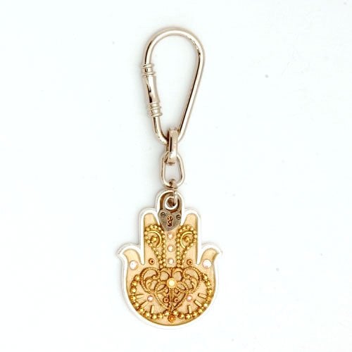 Gold-Beige Hamsa Key Chain by Ester Shahaf