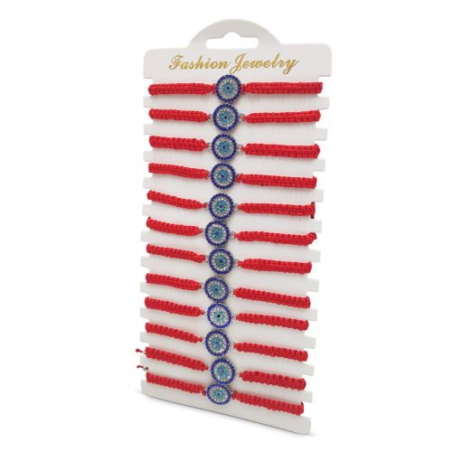 Good Luck Red Cord Bracelets with Blue Protective Eye  Package of 12
