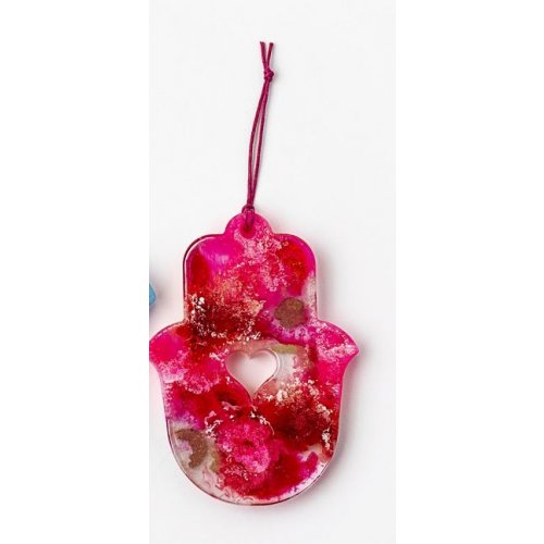 Graciela Noemi Handcrafted Hamsa with Cutout Heart - Rich Shades of Red