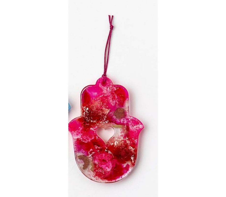 Graciela Noemi Handcrafted Hamsa with Cutout Heart - Rich Shades of Red