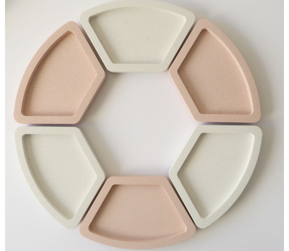 Graciela Noemi Handcrafted Modular Passover Seder Plate - Terracotta and White