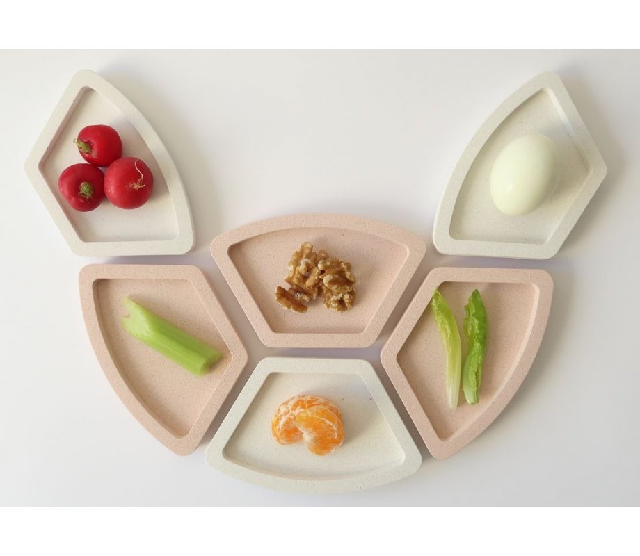 Graciela Noemi Handcrafted Modular Passover Seder Plate - Terracotta and White