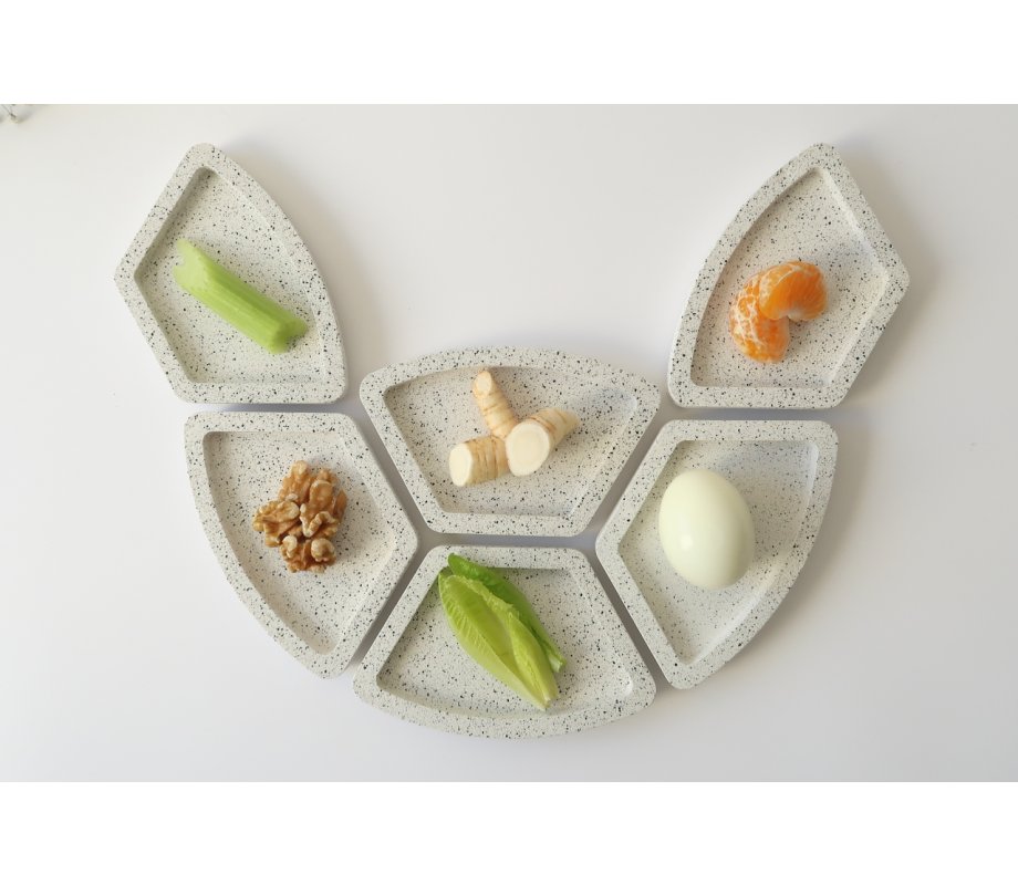 Graciela Noemi Handcrafted Modular Passover Seder Plate - White