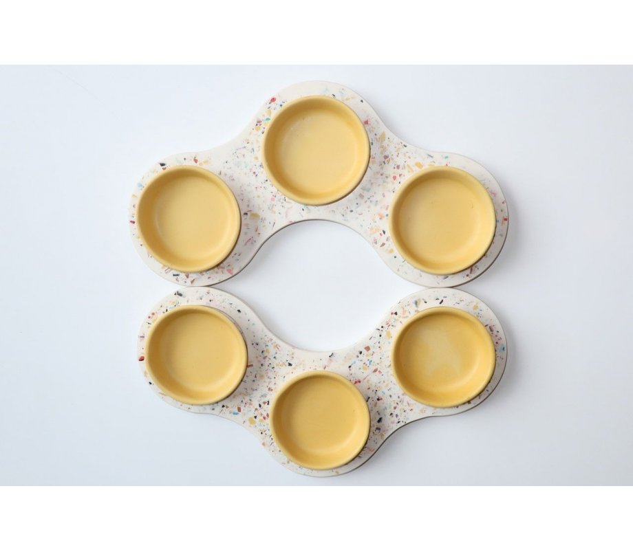 Graciela Noemi Handcrafted Terrazo Design Passover Seder Plate - Yellow