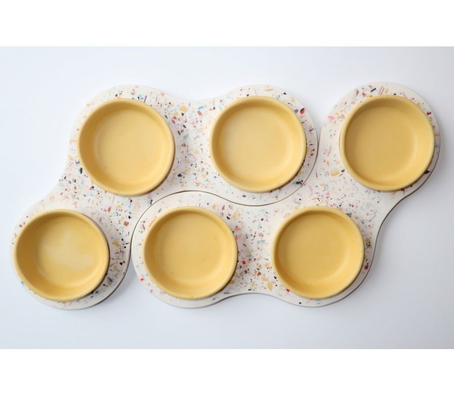 Graciela Noemi Handcrafted Terrazo Design Passover Seder Plate - Yellow