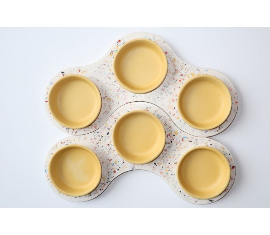 Graciela Noemi Handcrafted Terrazo Design Passover Seder Plate - Yellow