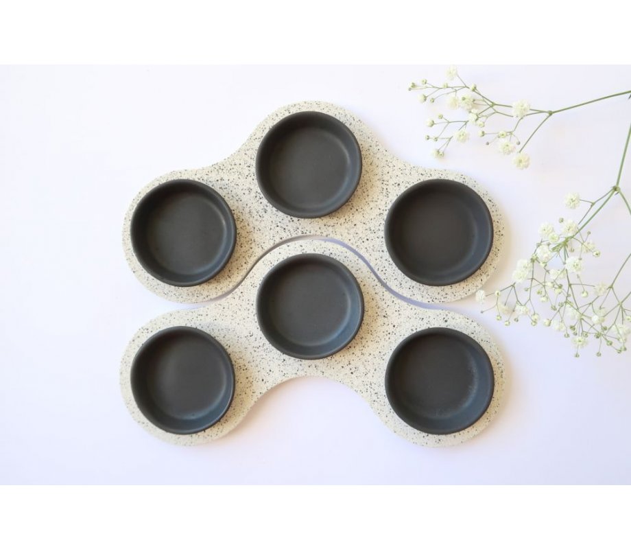 Graciela Noemi Handcrafted Terrazo Passover Seder Plate - Black and White