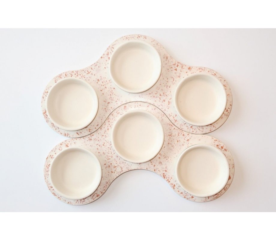 Graciela Noemi Handcrafted Terrazo Passover Seder Plate - White