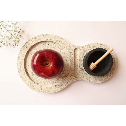 Graciela Noemi Handmade Terrazzo Design Apple Tray and Black Honey Bowl