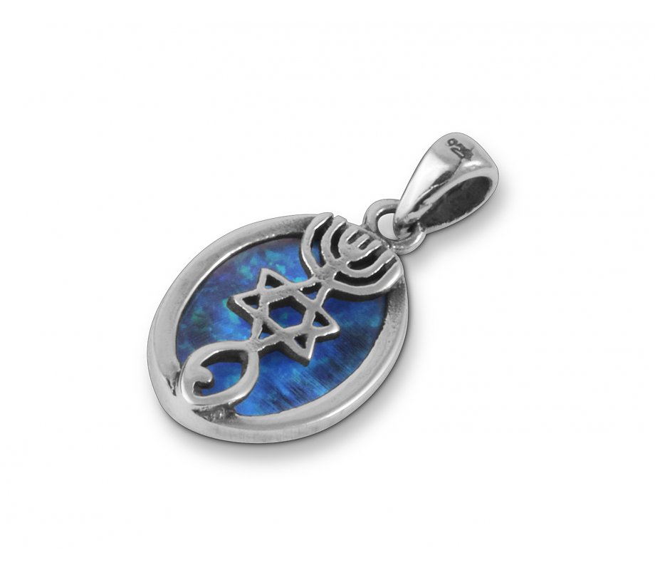 Grafted Pendant Necklace in 925 Sterling Silver with Created Opal