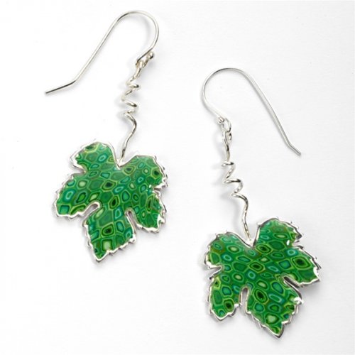 Grape Leaf Earrings - Green