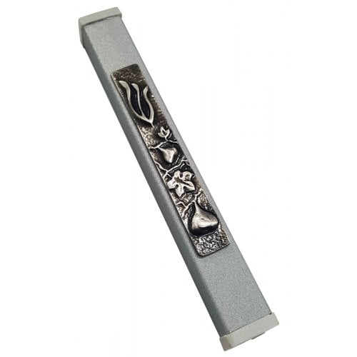 Gray Aluminum Mezuzah Case Metal Shin - Fig Design