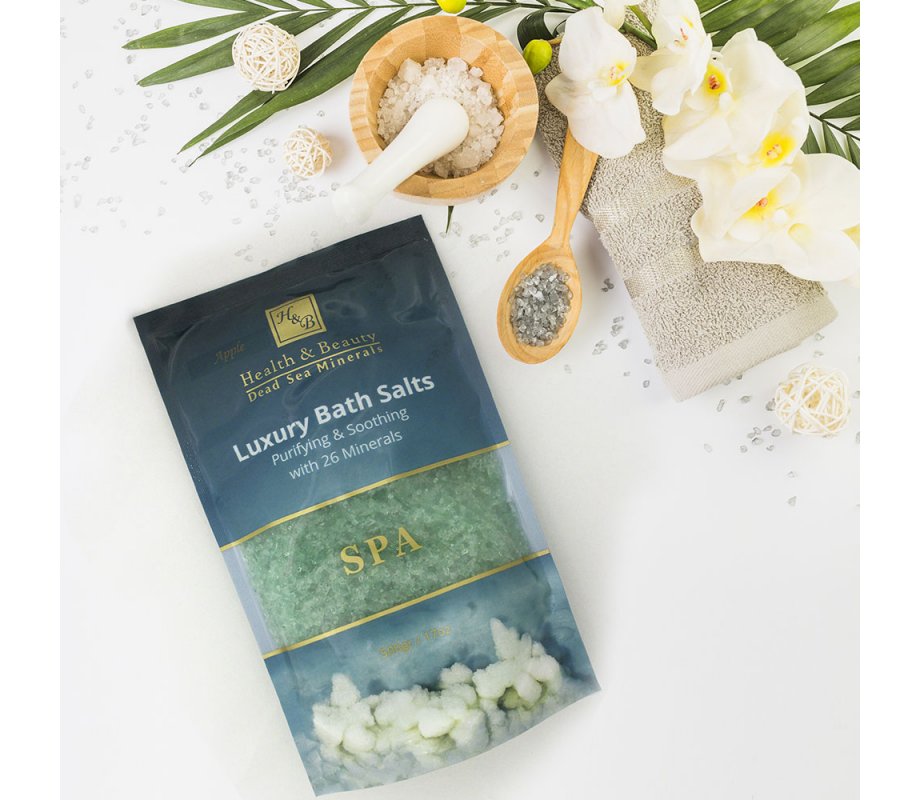 H&B Luxury Bath Salts with 26 Dead Sea Minerals - White Crystals