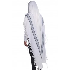 Hallel Wool Tallit Non Slip Prayer Shawl - Blue Melange Stripes