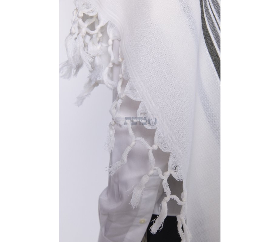 Hallel Wool Tallit Non Slip Prayer Shawl - Gray Melange Stripes