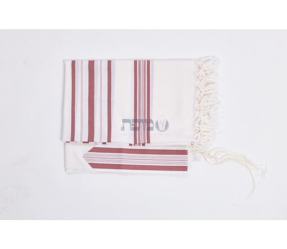 Hallel Wool Tallit Non Slip Prayer Shawl - Maroon Melange Stripes