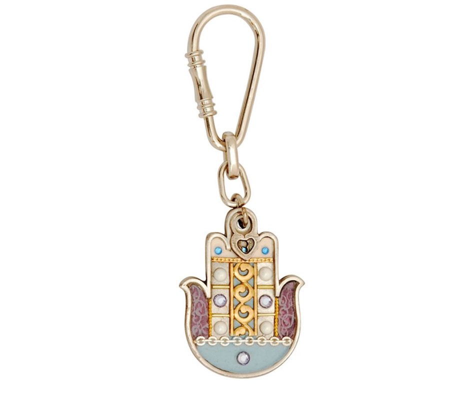 Hamsa Key Chain Swarovski crystals by Ester Shahaf