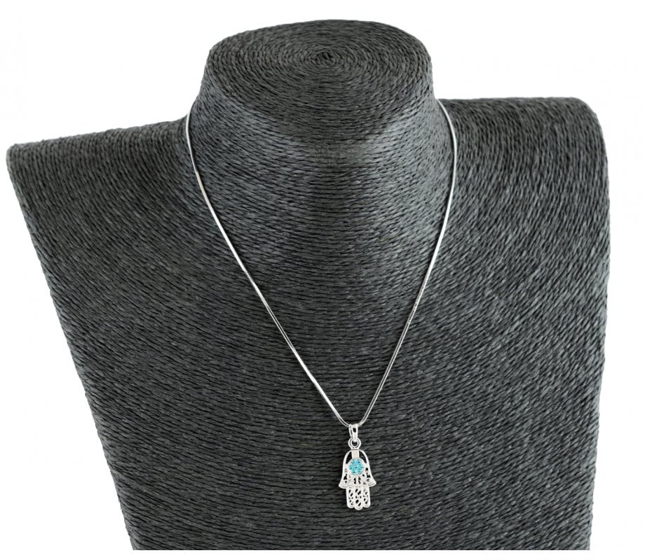 Hamsa Necklace with Turquoise Stones