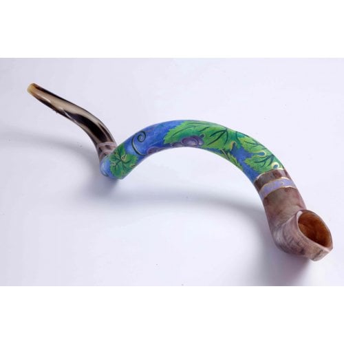 Hand Painted Yemenite Shofar - Grape Cluster